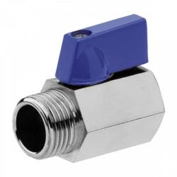 Mini Kugelhahn Messing Waserhahn verchromt IG 3/8" x AG 3/8"  Blau