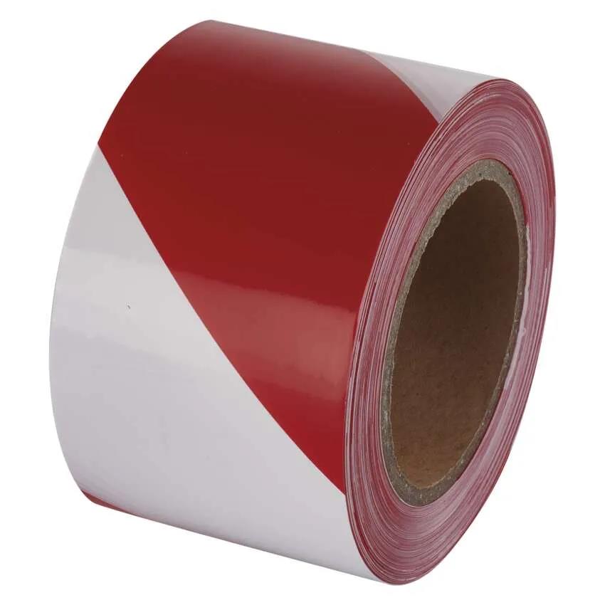 Absperrband 75mm, 250m, weiss/ rot Rolle, Papierschachtel für Abwickeln,Emos,F87525, 8592920023662