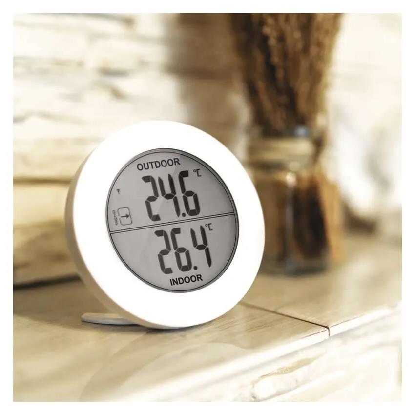 Digitales Thermometer mit Außensensor, Außentemperatur und Innentemperatur Rund,Emos,E0129, 8592920080733