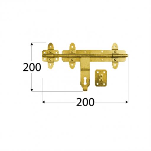 Bolzenriegel Schlossriegelmit mit Schlaufe 200x200mm galvanisch gelb verzinkt,Domax,8651, 5907708131683