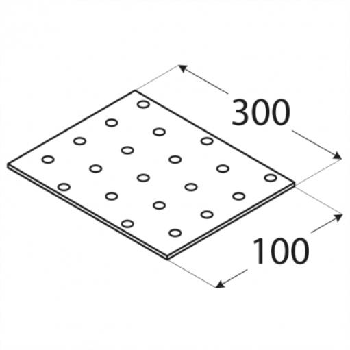 Lochplatte 300 x 100 x 2,00 mm Flachverbinder Holzverbinder verzinkt,Domax,4415, 5907708144157