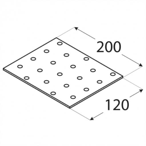 Lochplatte 200 x 120 x 2,00 mm Flachverbinder Holzverbinder verzinkt,Domax,4418, 5907708144188