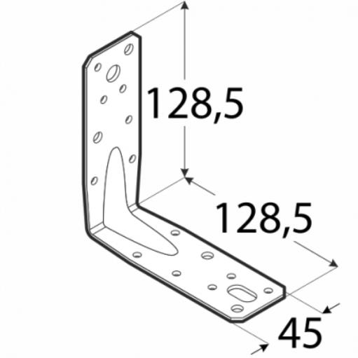 20x Schwerlast-Winkelverbinder mit Sicke 128,5 x 128,5 x 45 mm verzinkt,Domax,4029, 0685293809501