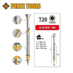 200x Holzschrauben Schrauben 4,2 x 55 mm Spanplattenschrauben Torx T20