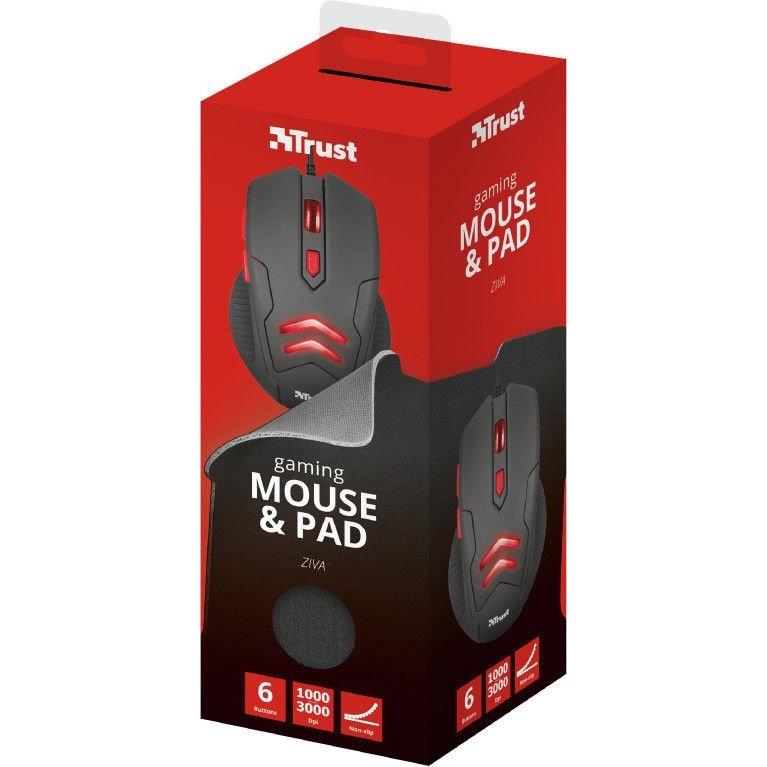 Bild 6: Trust Gaming Maus & Pad Ziva Mouse mit LED und Unterlage 220 x 300 mm Trust Gaming Maus & Pad Ziva Mouse mit LED und Unterlage 220 x 300 mm,Trust,21963, 8713439219630