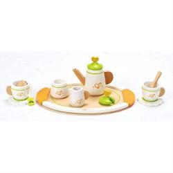 Hape Teeservice für zwei Teaparty aus Holz Küchenzubehör Spielküche Kinderküche
