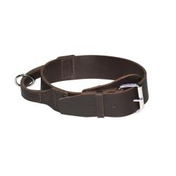 weiches Lederhalsband mit soft Griff Hundehalsband Halsband braun 47 - 58 cm