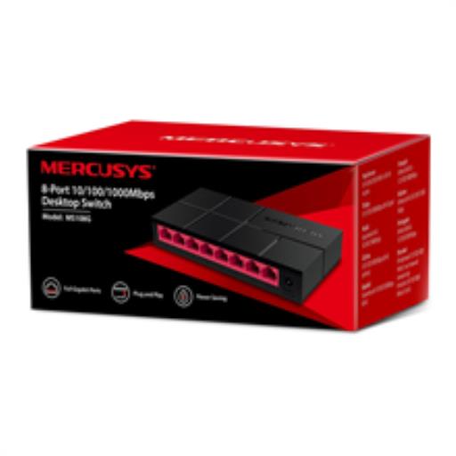 Mercusys 8-Port Gigabit Netzwerk Switch bis 2000 MBit/s RJ-45 Anschlüsse LAN,Mercusys,MS108G, 6935364099626