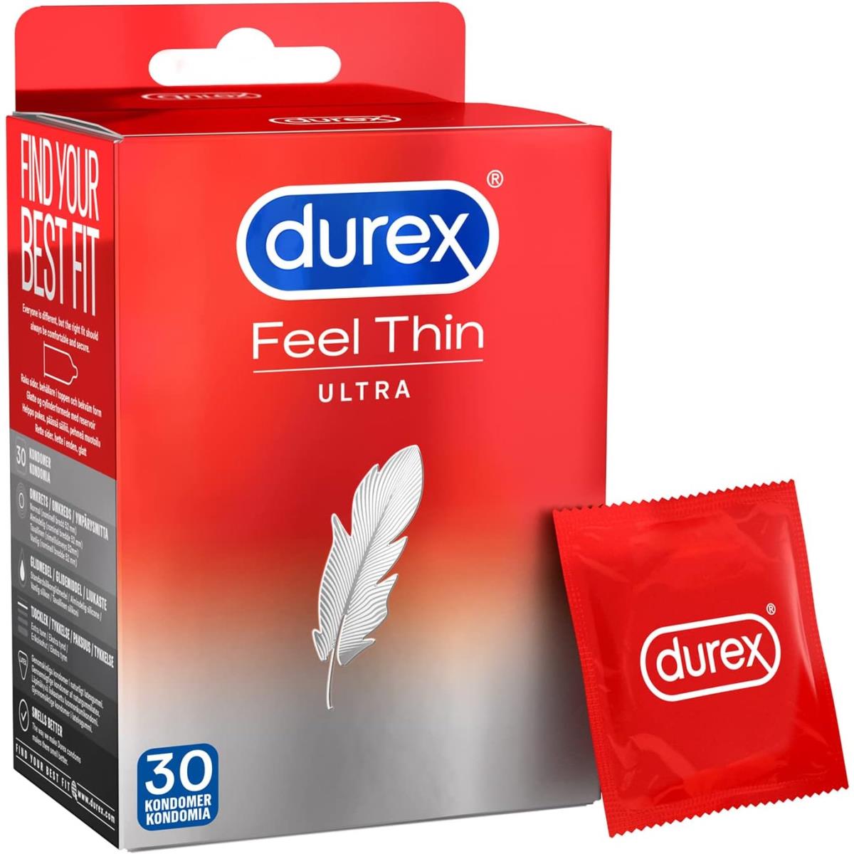 30 Stück Durex Feel Thin Ultra Dünn Kondome Liebe Sex Ultradünn 52mm Breit,Durex ,5701092114587, 5701092114587